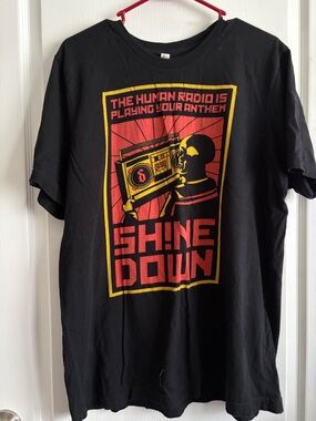 Shinedown Black Graphic Band Tee the Human Radio is playing your anthem